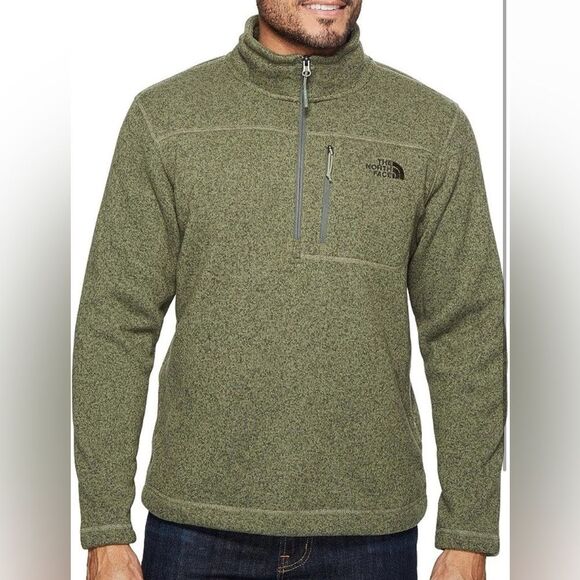 The North Face Men’s Green Fleece Quarter Zip Pullover Jacket - Picture 3 of 10